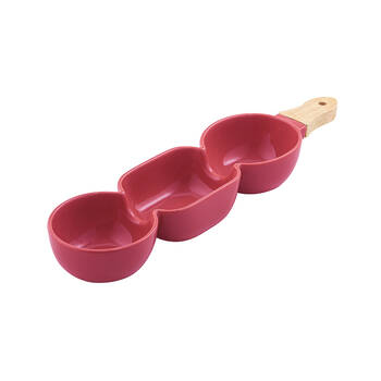 Ladelle Alto Serve & Share Burgundy 3 Part Stick Snack Serving Platter w/ Handle