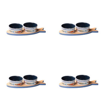 4x 3pc Ladelle Capri Ceramic Fish Bowl & Tray Serving Set Kitchen Serveware