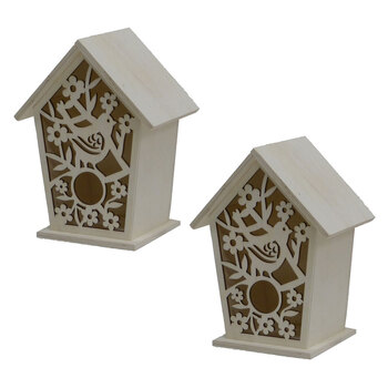 2x Boyle Craft 16.5cm Plywood Laser Cut Birdhouse Storage Box