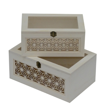2pc Boyle Craft Laser Cut Rectangle Storage Box w/ Window Set