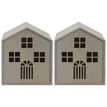 2PK Boyle Craftwood Wooden House Storage Box DIY 16x10x21cm 