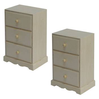 2x Boyle Craftwood 12x19cm Storage Chest Wooden Organiser w/ 3 Drawers