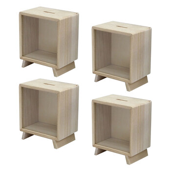 4x Boyle Wooden 10x14cm DIY Craft TV Money Box/Coin Storage