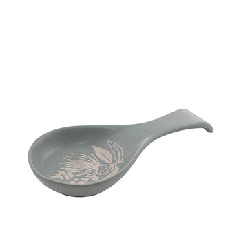 Ladelle Esperance Ceramic Spoon Rest Reusable Kitchen Utensil Green