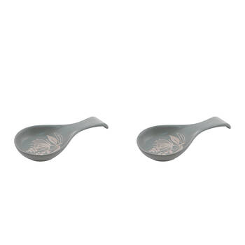 2PK Ladelle Esperance Ceramic Spoon Rest Reusable Kitchen Utensil Green