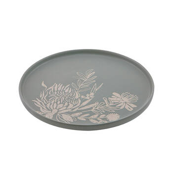 Ladelle Esperance Ceramic Serving Platter Round Reusable Food Tray Green