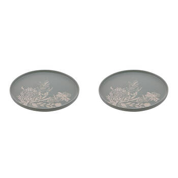 2PK Ladelle Esperance Ceramic Serving Platter Round Reusable Food Tray Green
