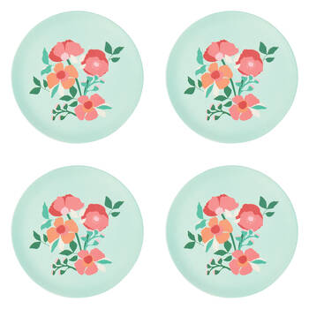 4PK Annabel Trends Bamboo Plate Sherbet Poppies Serving Dish 20cm Round