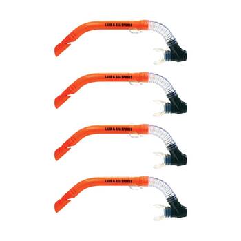 4PK Land & Sea Sports Clearwater Snorkel With Silicone Mouthpiece Orange