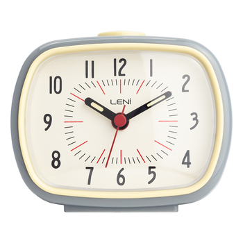 Leni Retro Glow in the Dark Round Alarm Clock Home/Room Decor Slate Grey