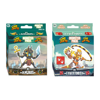 2pc Iello King of Tokyo Anubis & Cybertooth Monster Pack Expansion Card Game 8y+