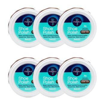 6PK Footcare Maseur Shoe Polish Shine 38g Dark Tan Leather Care Protector