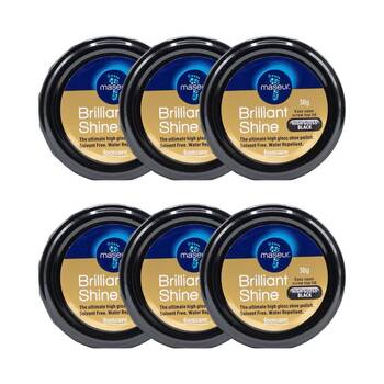 6PK Footcare Maseur Brilliant Shine Shoe Leather Polish 38g High Gloss Black
