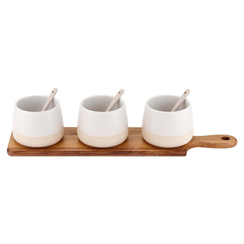 7pc Ladelle Host Stoneware Bowl/Spoon/Wood Paddle Charcoal