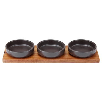 4pc Ladelle Host Charcoal 3 Bowl & Tray Set 