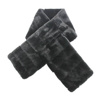 Annabel Trends Ribbed Faux Fur Neck Wrap 95x13cm - Black