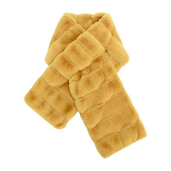 Annabel Trends Ribbed Faux Fur Neck Wrap 95x13cm - Mustard