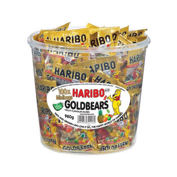 100PK Haribo Goldbears Mini Bags Bucket 980g Candy