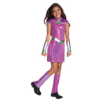Dc Comics Starfire Deluxe Kids Girls Dress Up Costume - Size S