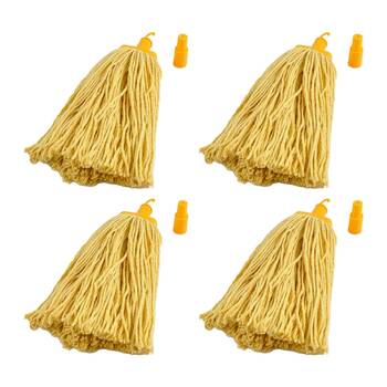 4PK Pullman Durable Floor Mop Replacement Head f/ Domestic/Commercial Use Yellow