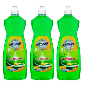 3x Northfork 1L Concentrated Dishwashing Liquid Lemon
