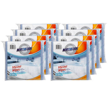 8x 10PK Northfork Heavy Duty Viscose Cleaning Wipes - Blue        