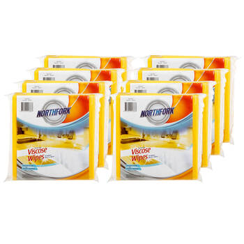 8x 10PK Northfork Heavy Duty Viscose Cleaning Wipes - Yellow