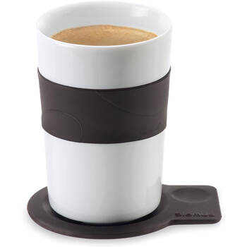 Blomus Desa Ceramic Coffee Mug Cup w/ Silicone Coaster Set 80ml White
