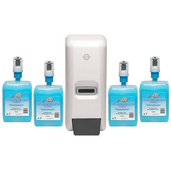 Northfork Liquid Soap Dispenser & 4x 1L Hand-wash/Sanitiser Cartridges Pack/Kit