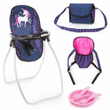 Bayer Vario High Chair 9-in-1 Set - Dark Blue w/ Pink Hearts