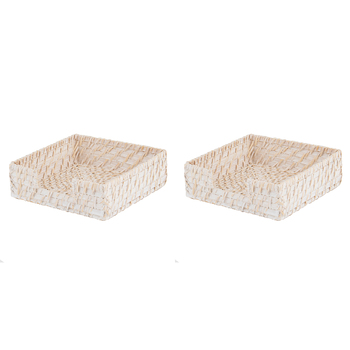 2PK Ladelle Whitehaven Woven Square Porcelain Napkin Holder