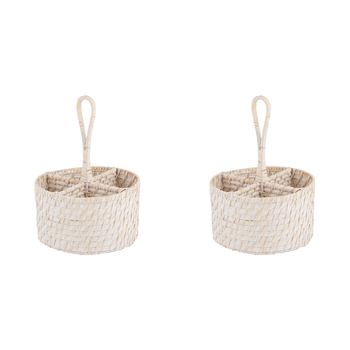2PK Ladelle Whitehaven Woven Round Porcelain Utensil Caddy Holder