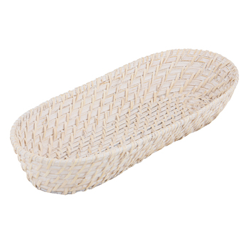 Ladelle Whitehaven Woven Oval Bread Basket Handmade