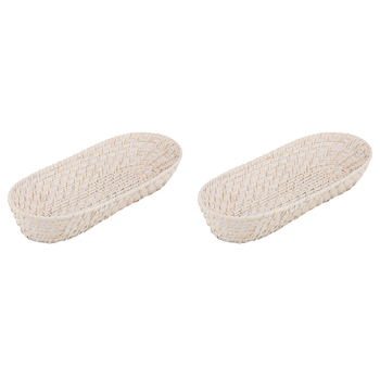 2PK Ladelle Whitehaven Woven Oval Porcelain Bread Basket Handmade