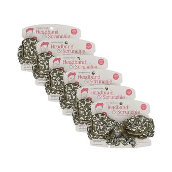 6x 2pc Annabel Trends Printed Headband & Scrunchie Set - Abstract Gum