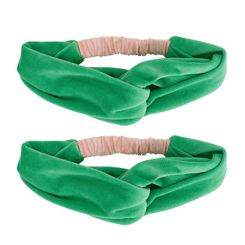 2PK Annabel Trends Women's Velvet Headband Cosy Luxe One Size Meadow Green
