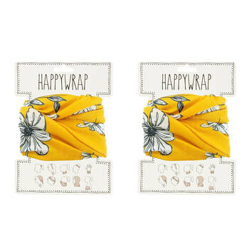 2PK Annabel Trends Happywrap Headband Head Accessory One Size Mustard Floral