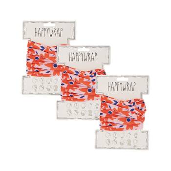 3PK Annabel Trends Happywrap Womens Multipurpose Bandana 50x25cm - Orange Floral
