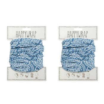 2PK Annabel Trends Happywrap Headband Head Accessory One Size Paisley Blue