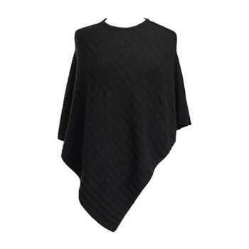 Annabel Trends Ribbed Knit Poncho Casual Winter Top One Size Black