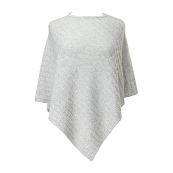 Annabel Trends Ribbed Knit Poncho Casual Winter Top One Size Marle Grey