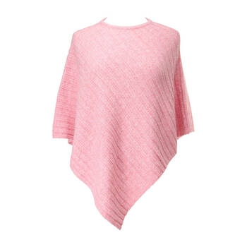 Annabel Trends Ribbed Knit Poncho Casual Winter Top One Size Light Pink