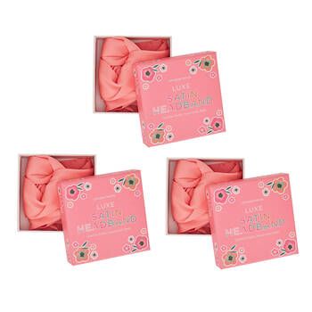 3PK Annabel Trends Luxe Satin Headband Womens Hair Accessory 12x4cm - Melon
