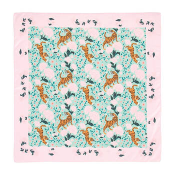Annabel Trends Square Scarf Women's Fashion 90x90cm - Tiger Peonies