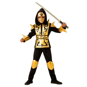 Rubies Gold Ninja Kids Boys Dress Up Costume - Size 5-7 Yrs