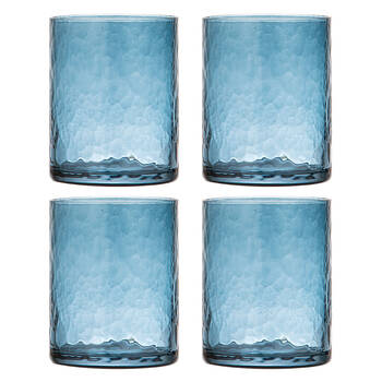 4pc Ladelle Flynn Glass Tumbler Cup Drinkware 10cm - Blue