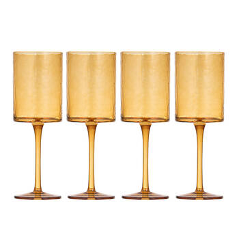 4pc Ladelle Flynn Glass Tumbler Cup Drinkware 22cm - Amber