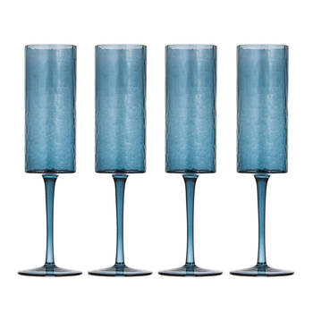 4pc Ladelle Flynn Champagne Glass Stemware 24.5cm - Blue