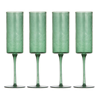 4pc Ladelle Flynn Champagne Glass Stemware 24.5cm - Green