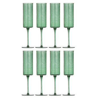 2x 4pc Ladelle Flynn Champagne Glass Stemware 24.5cm - Green